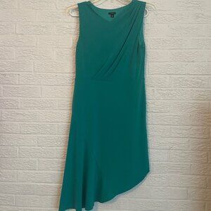 Ann Taylor green asymmetrical dress Cascade Hem Sleeveless Color = Palm Frond